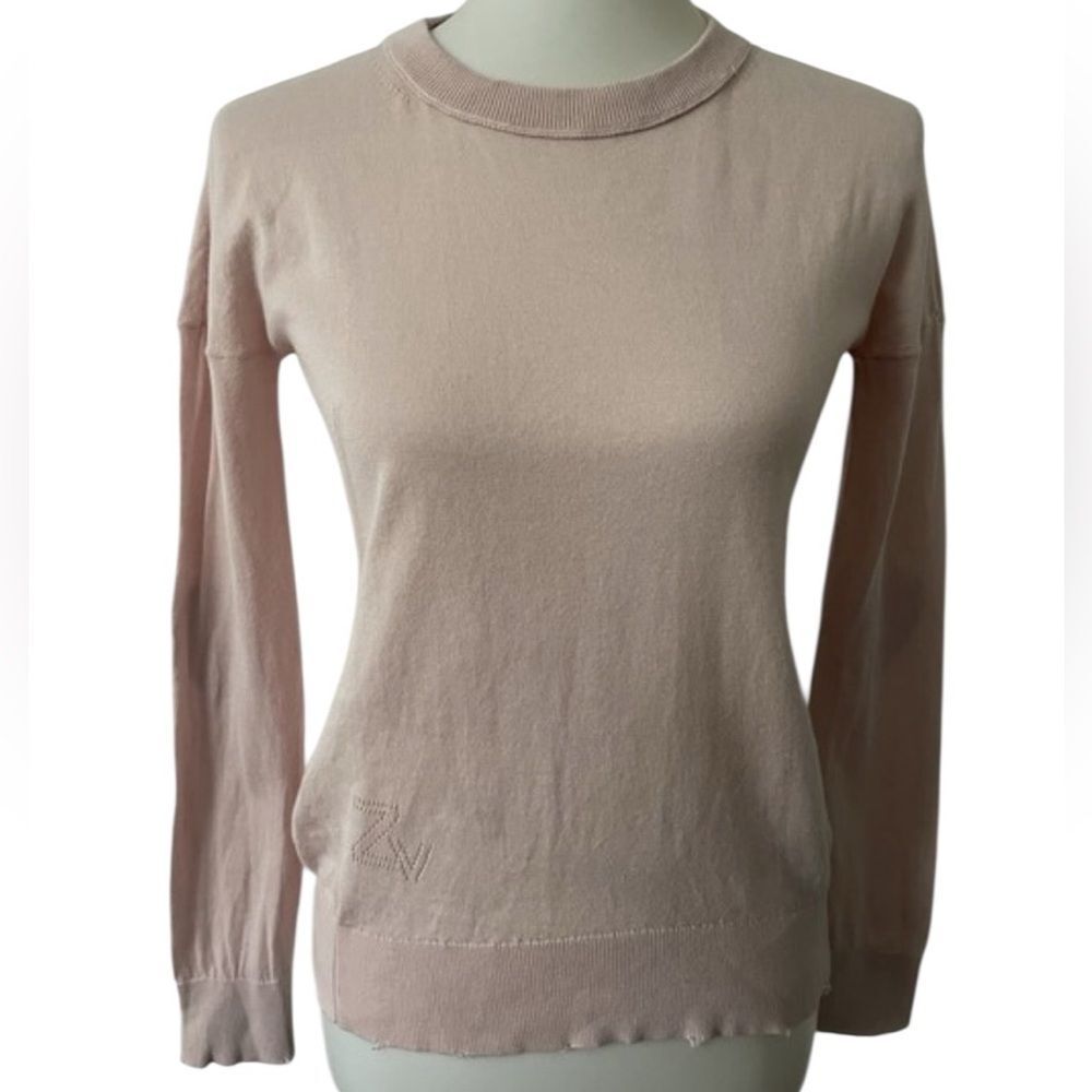 Zadig & Voltaire Sweater Women Sz Small Pullover Cici Patch Heart Cotton Pink